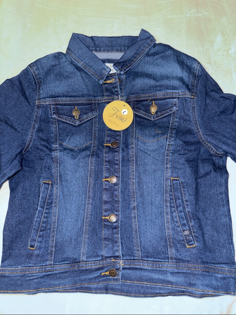 JVINI Indigo Blue Denim Jacket with Contrast Stitching